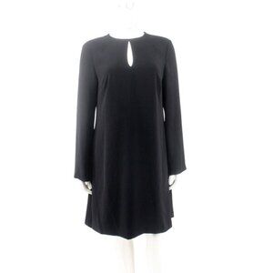 Lauren Ralph Lauren Black Woven Keyhole Neck Long Sleeve Shift Dress Size 10